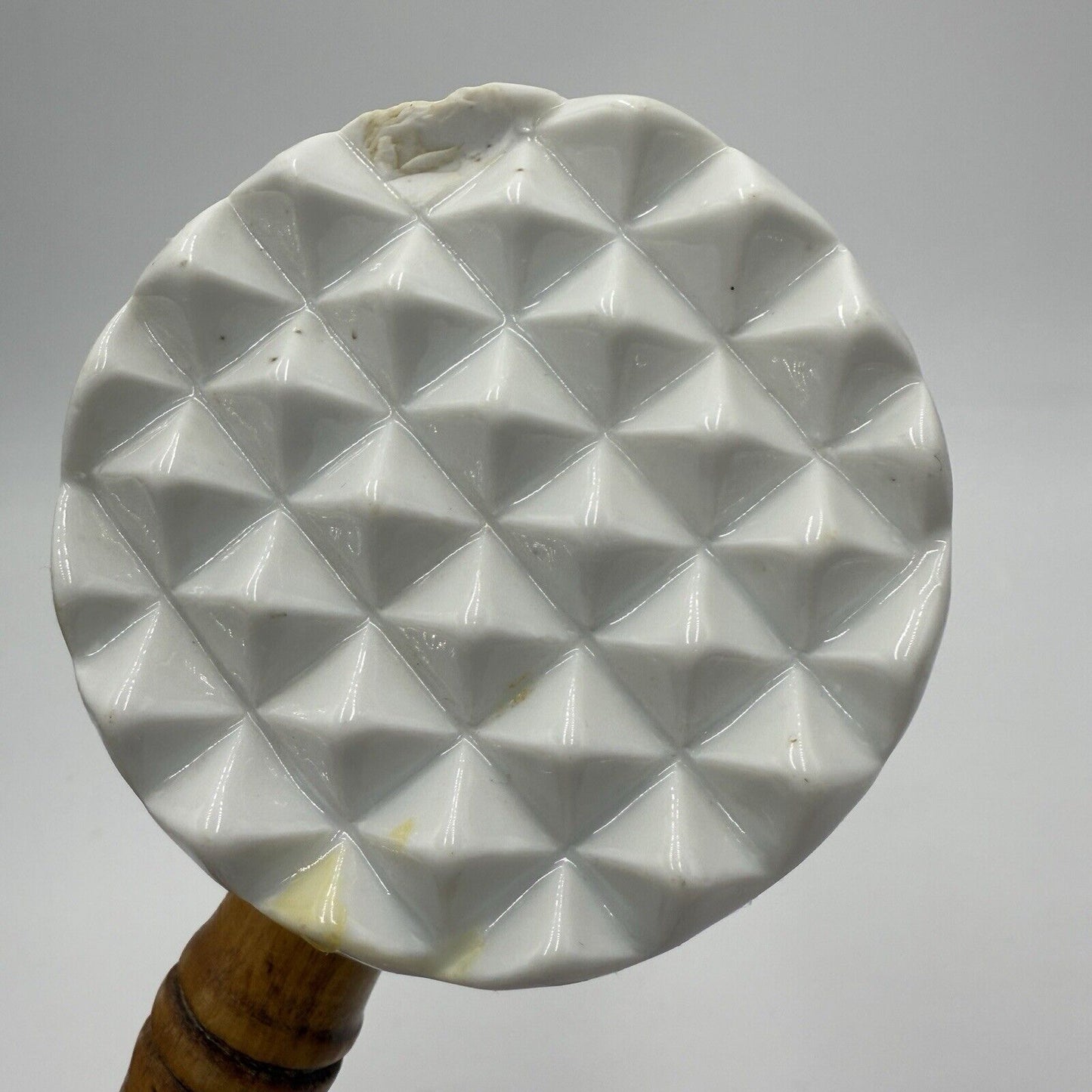 Antique Meissen Germany Blue Onion Meat Tenderizer with Wooden Handle Flaw