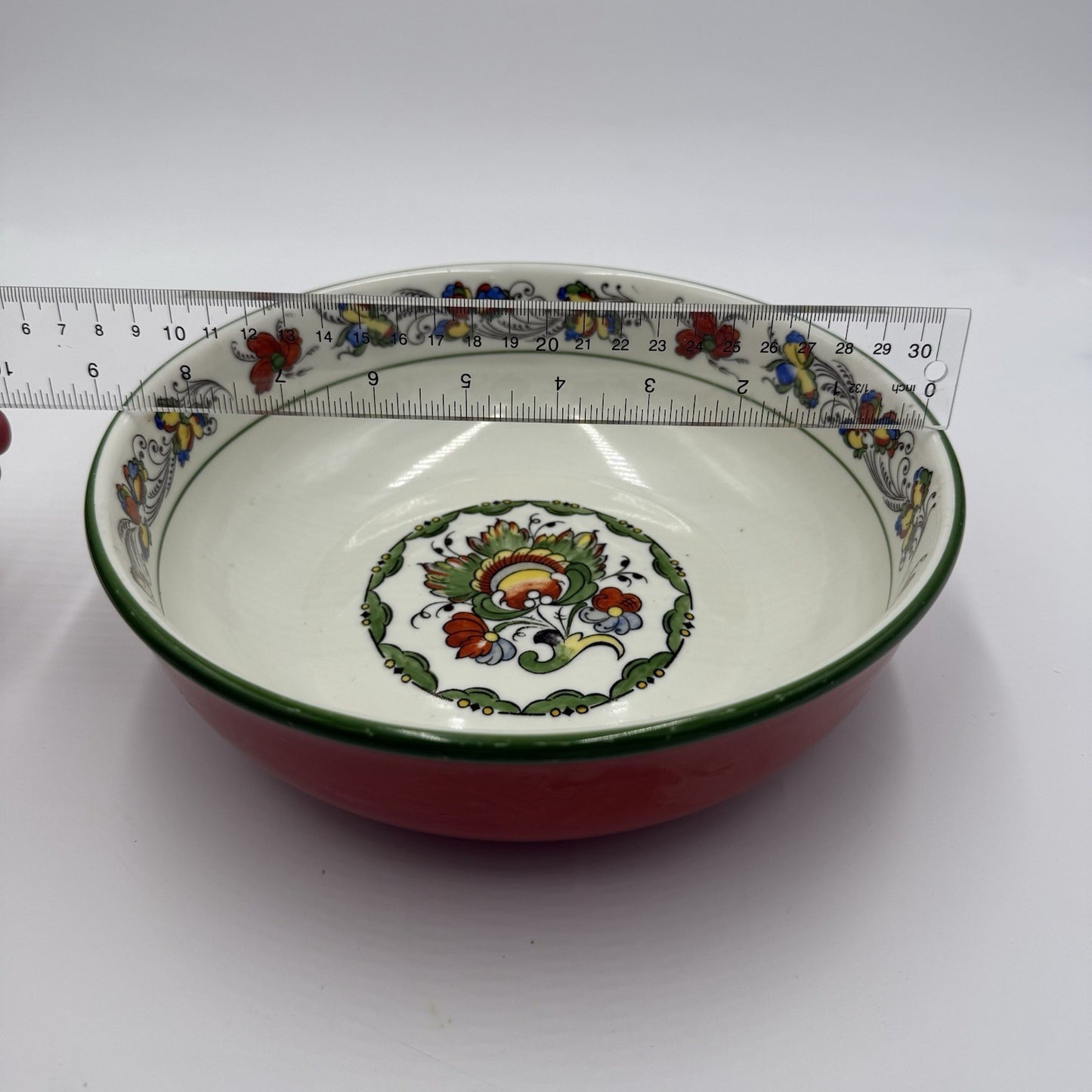 Antique Porsgrund Porcelain Norway Nordic Rose Serving Bowl Hand Painted Large