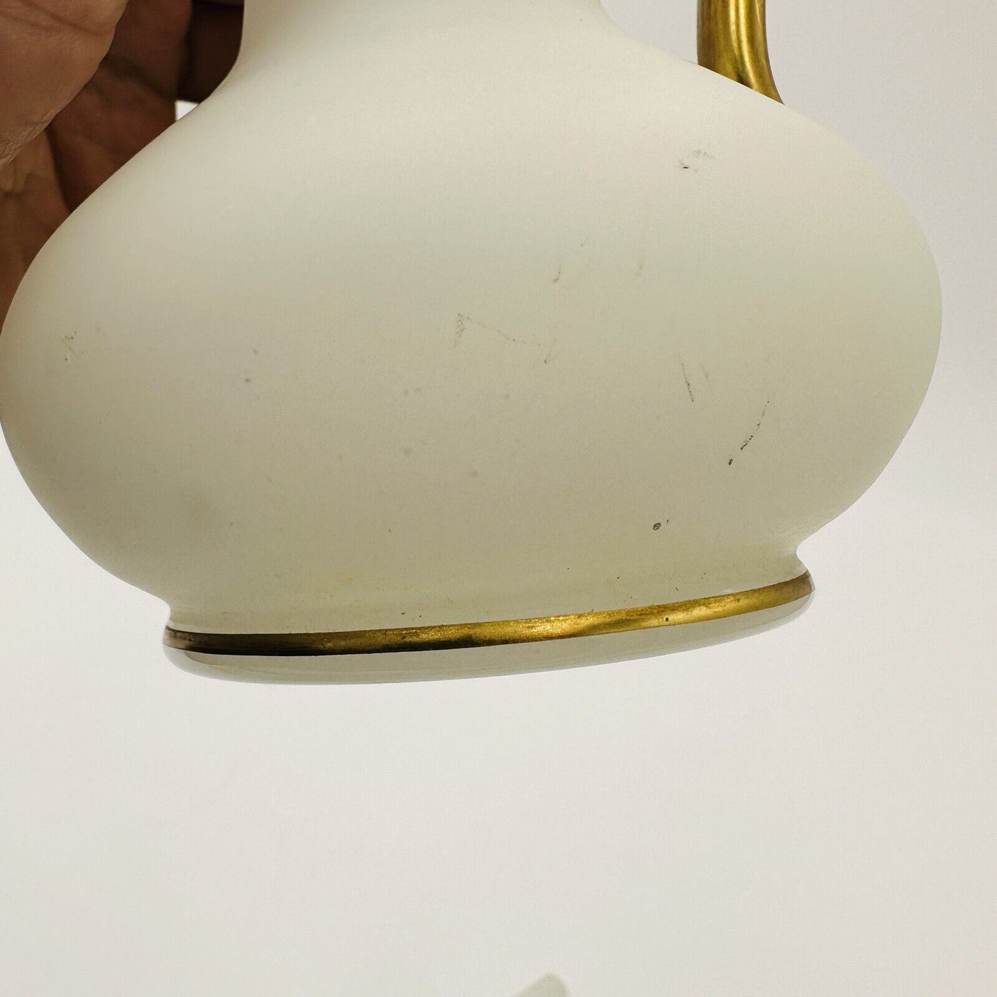 Glass Decanter Stopper Opaline White And Gold Trimmed Vintage Delicate Perfume