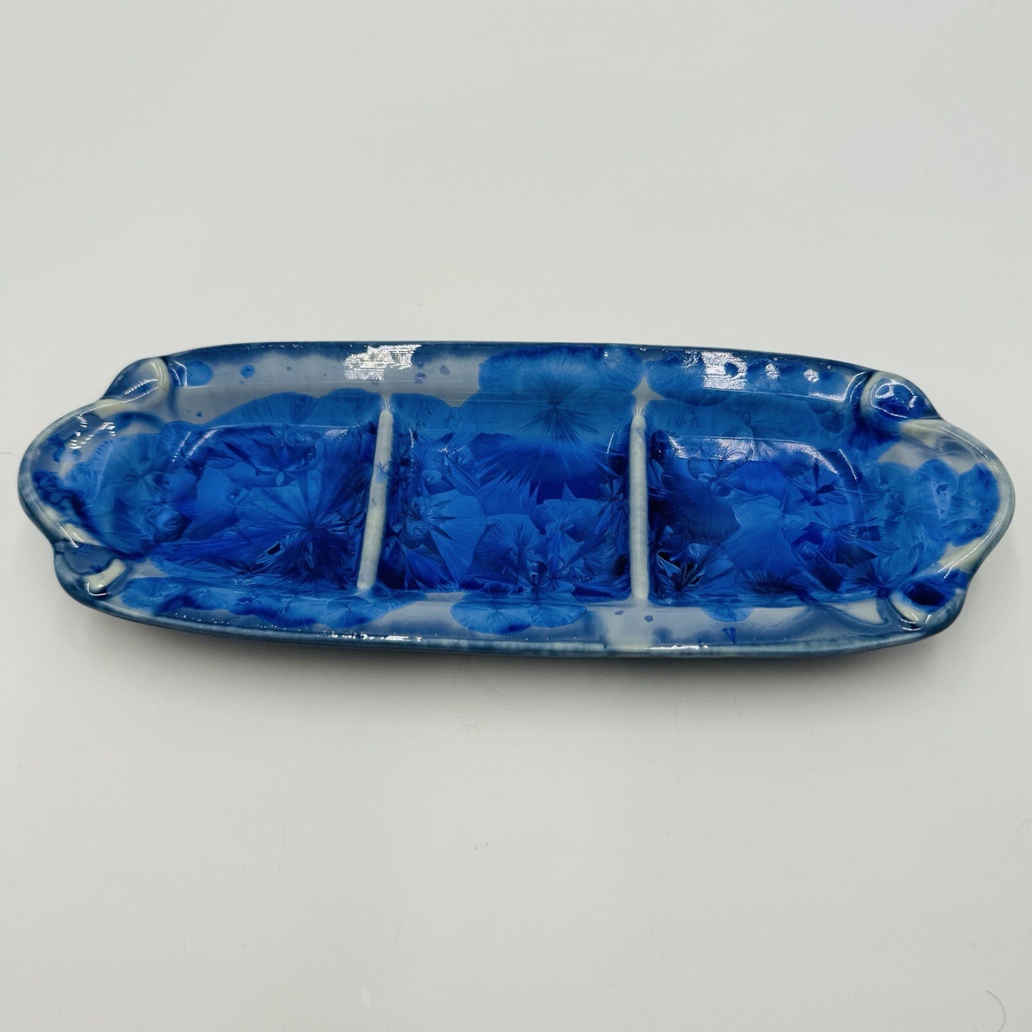 Studio Edgecomb Rectangle Divided Tray Potters Pottery Crystalline 11in x 4in