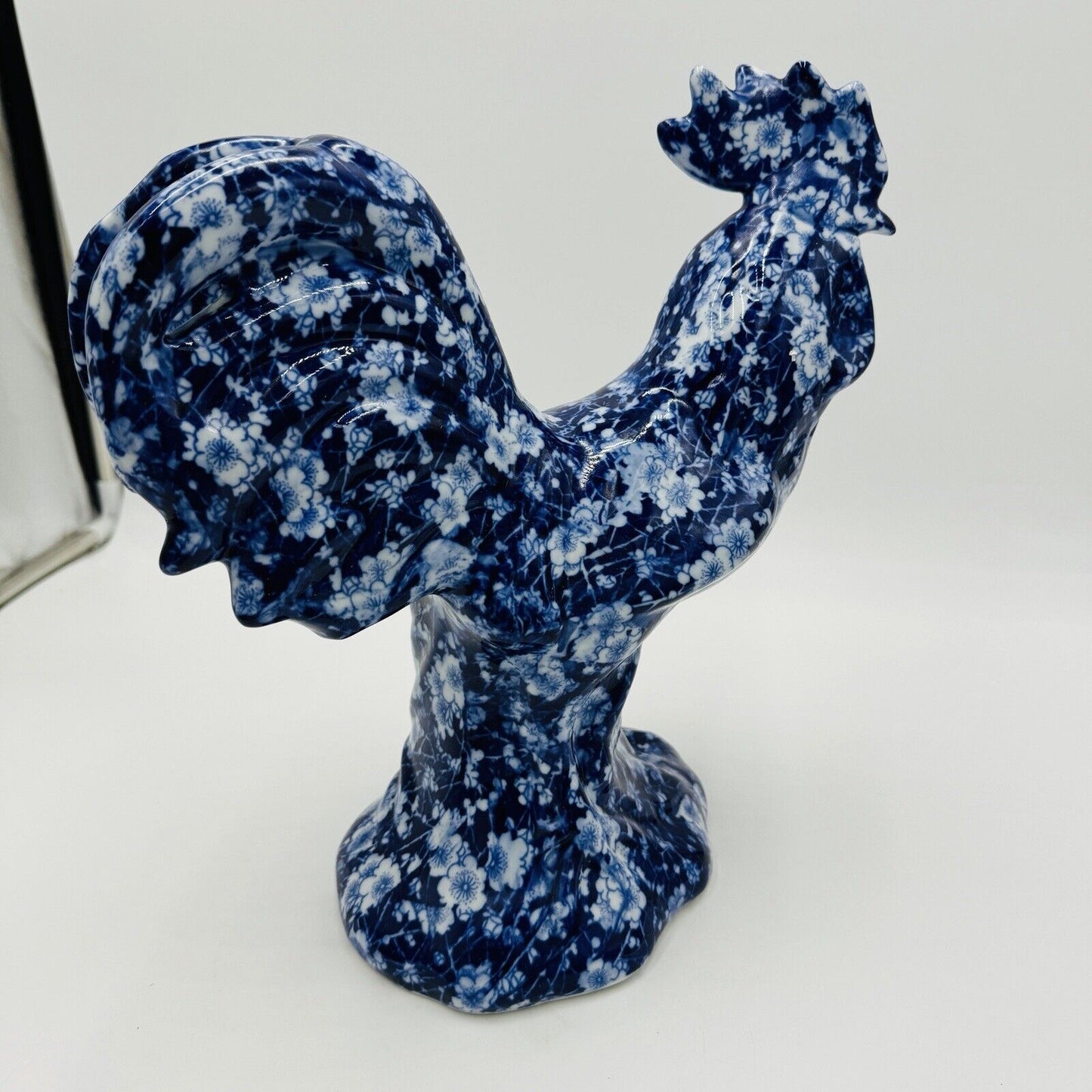 Victoria Ware Ironstone Blue White Chintz/Calico large Rooster Figurine Vintage