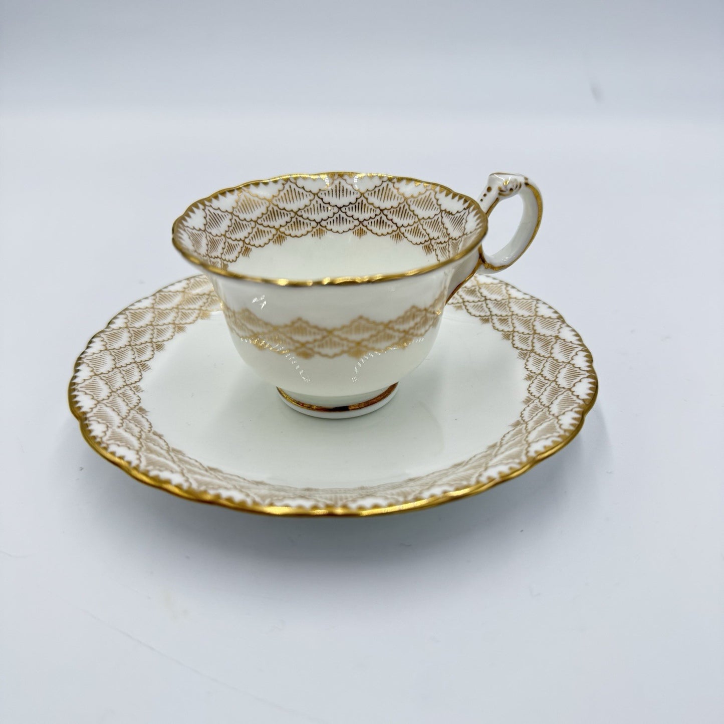 Cauldon England 1862-1904 Gold Westhead & Moore Tea Cup & Saucer #5804 Porcelai