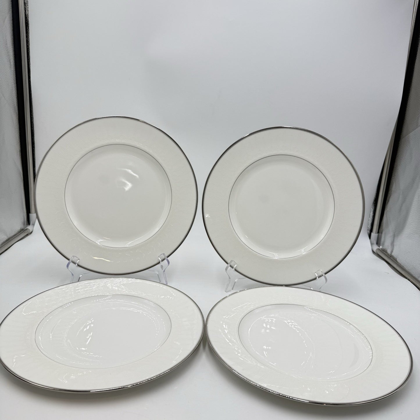 Waterford Fine English China Lismore Platinum Dinner Plates 4 PCs 10.75” New