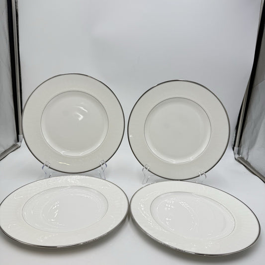 Waterford Fine English China Lismore Platinum Dinner Plates 4 PCs 10.75” New