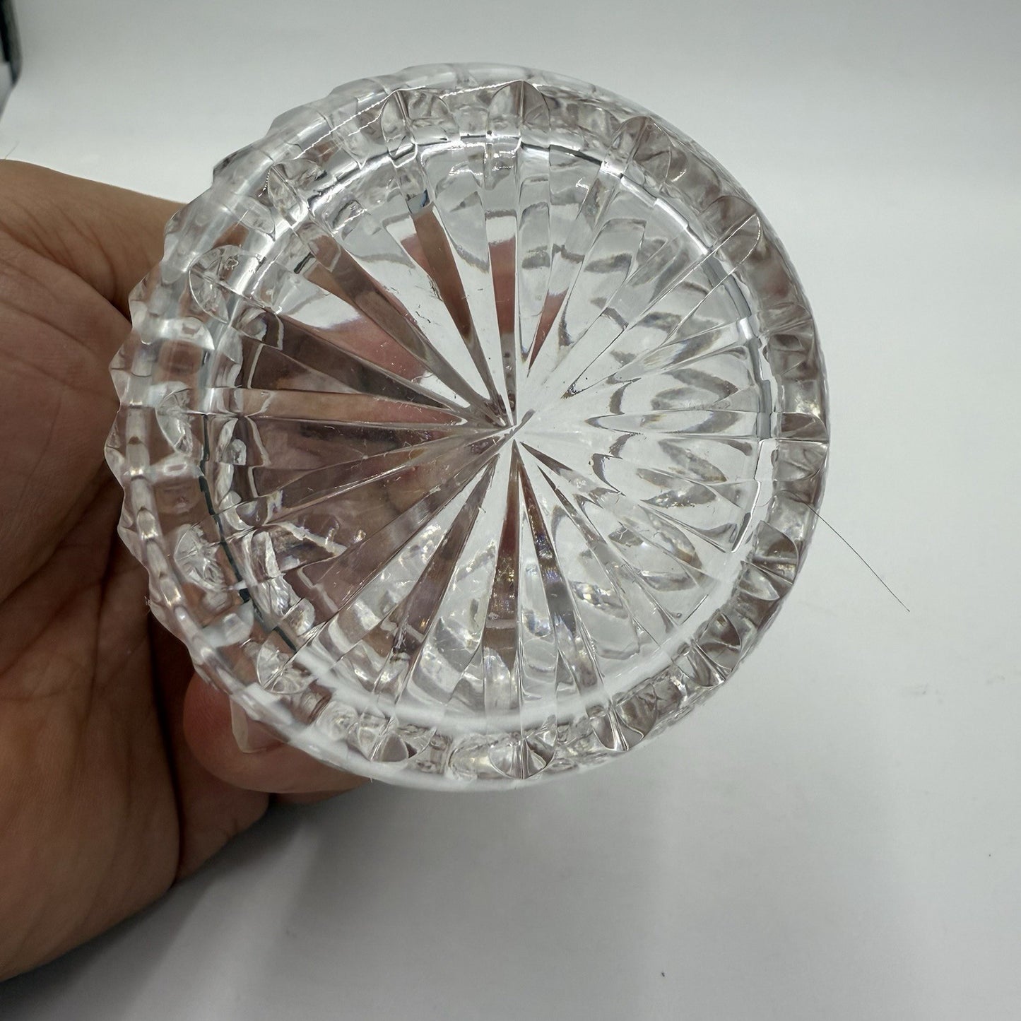 WATERFORD CRYSTAL Vanity Round Perfume Bottle & Stopper 4 5/8 in Irish Cut
