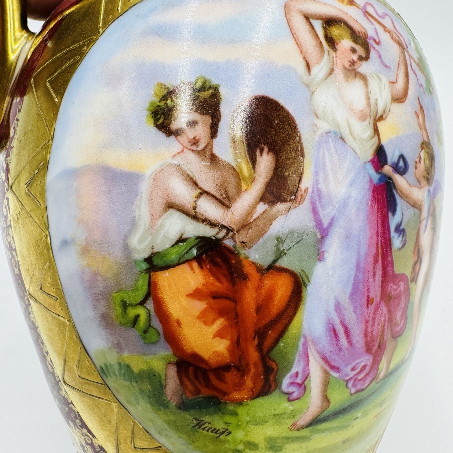 Royal Vienna Austria Porcelain Pitcher Hand Painted Portrait Art Nouveau Antique