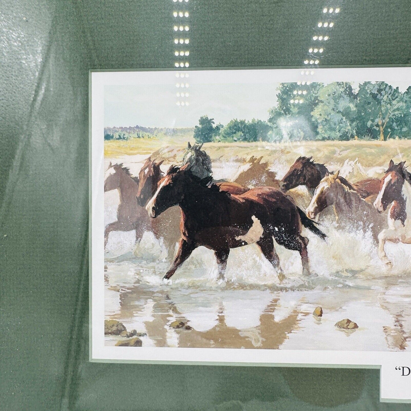 Mick B. Harrison Horses Print Frame Dash For The Cottonwoods Signed COA Wall Art
