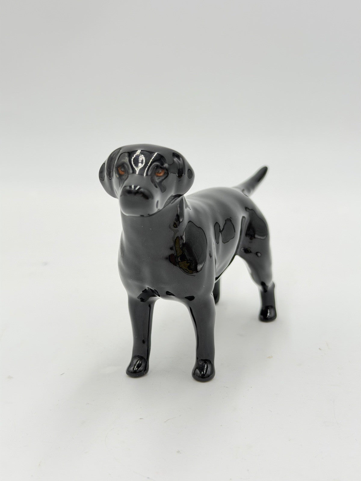 Vintage John Beswick England Black Porcelain Labrador Dog Miniature Figurine