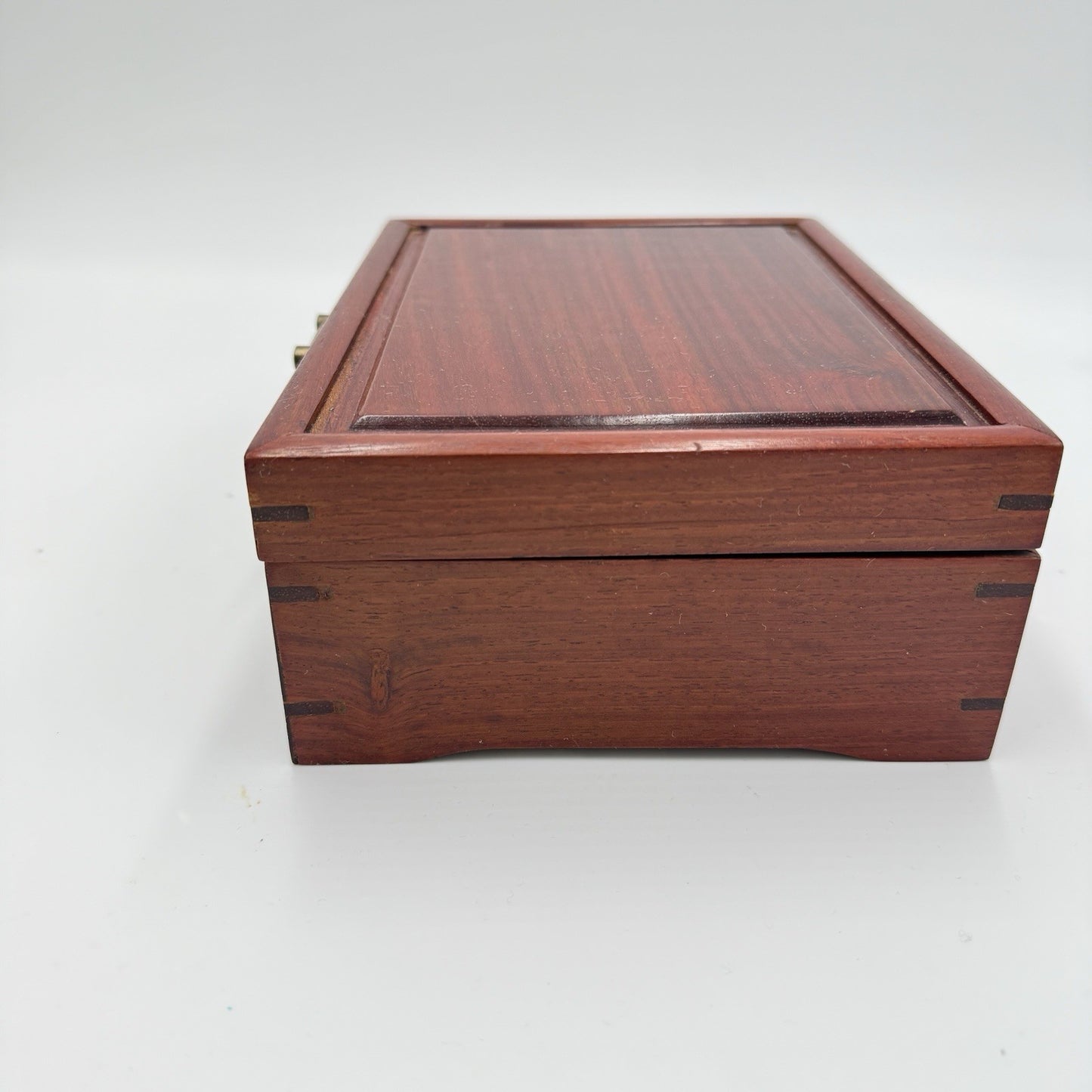 Chinese Classical Rosewood Brass Velvet Art Jewelry Case Trinket Box Wooden Asia