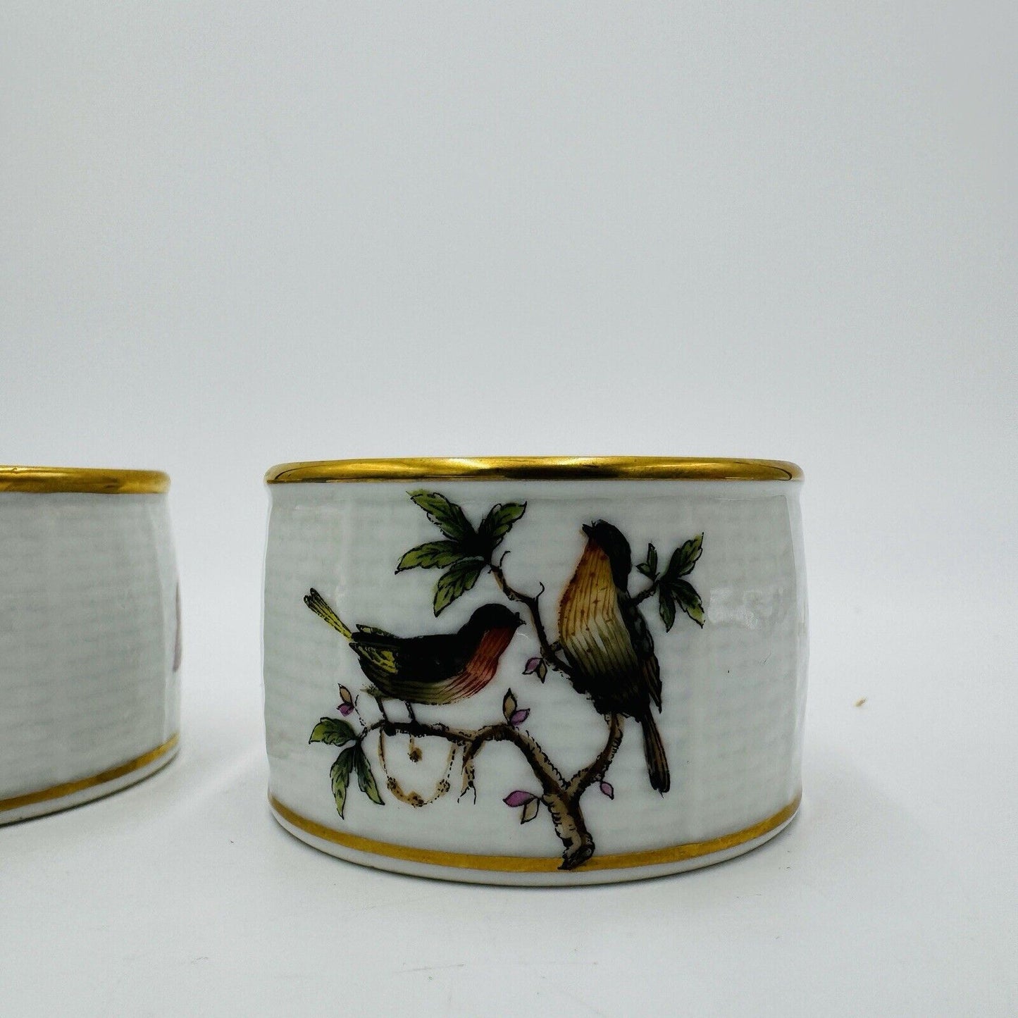 Herend Hungary Porcelain Rothschild Painted Napkin Ring Holders 2 Inch Diameter