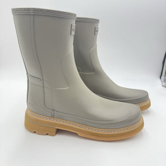 HUNTER Refined Stitch Short Wellington women gray US 9 Rubber Rain Boots