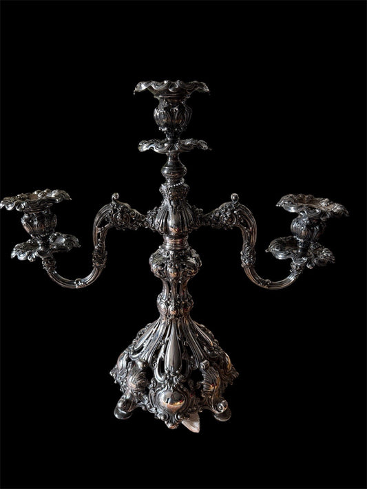 Antique Reed & Barton Silver Plated Renaissance Designed 3 light Candelabra