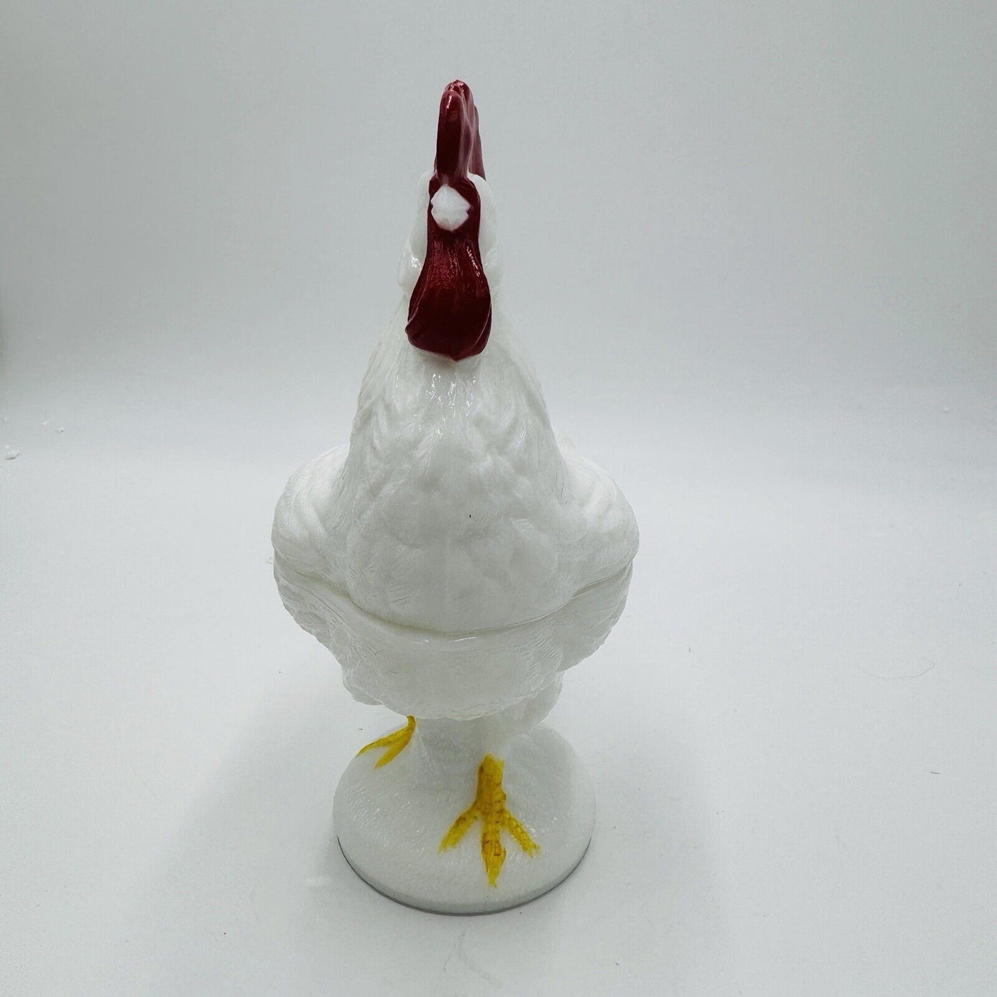 Vintage Westmoreland Milk Glass Standing Rooster Covered Candy Dish 9" Figurine