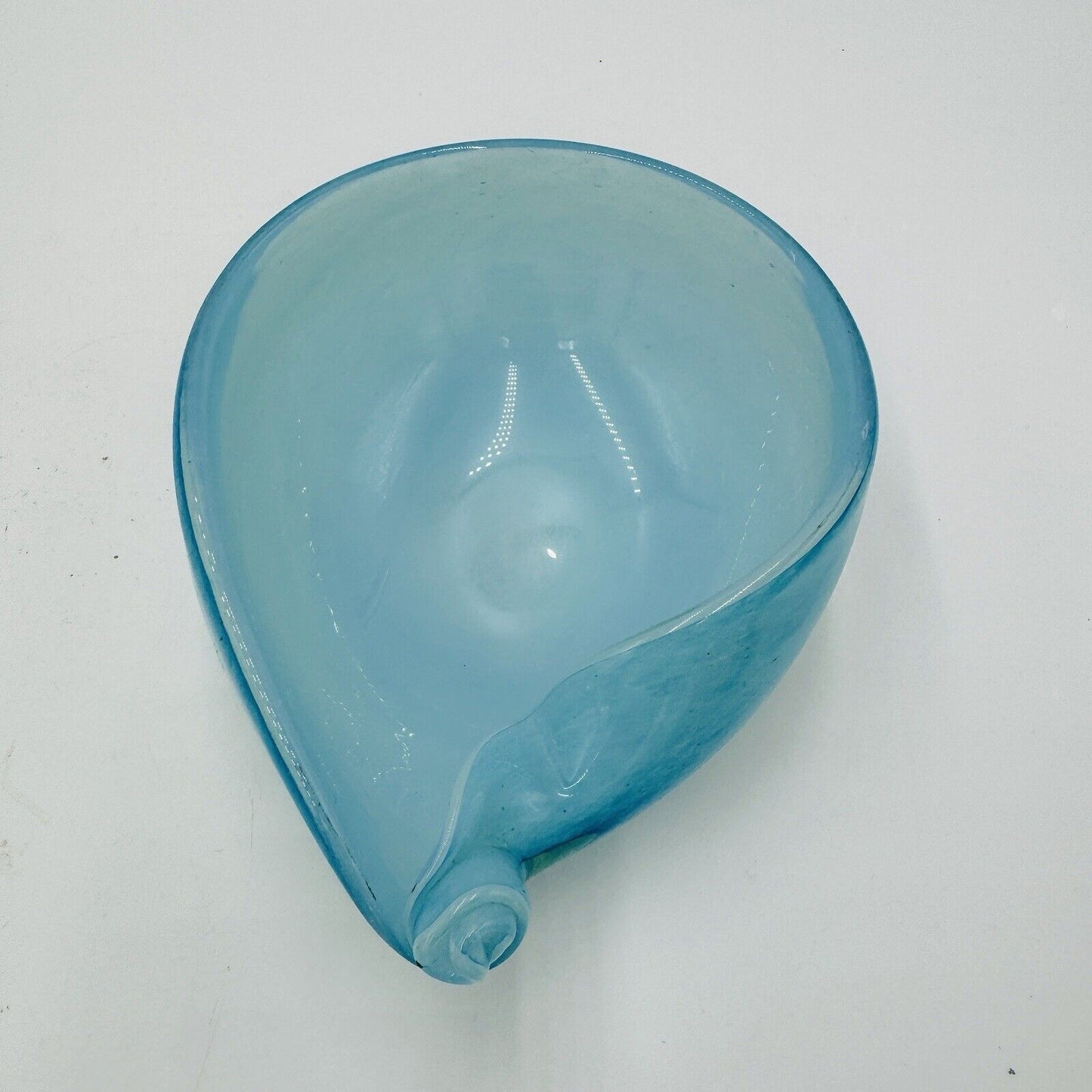 MCM Murano Art Glass Barbini Aqua Blue Bowl Italy Hand Blown