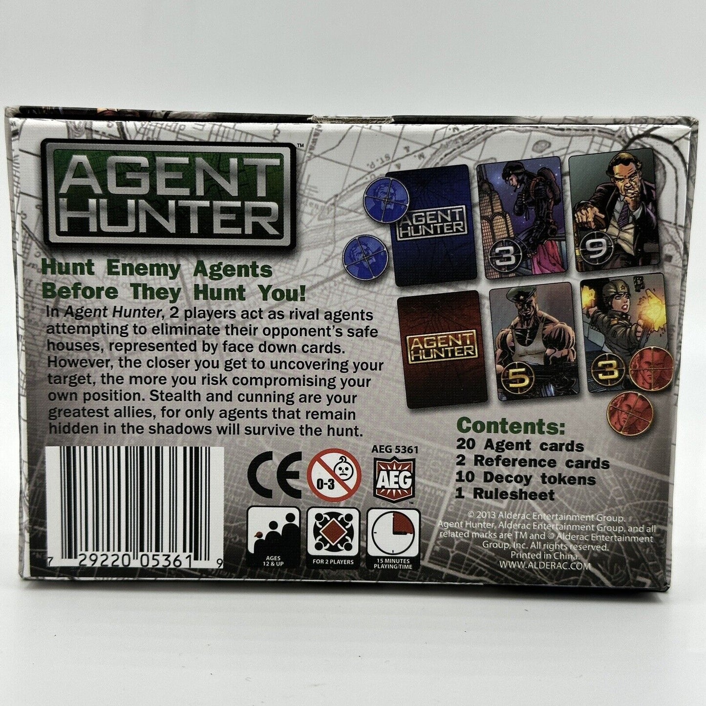 AEG Mike Elliott's Agent Hunter Game of Espionage for 2 Players Cards Fun