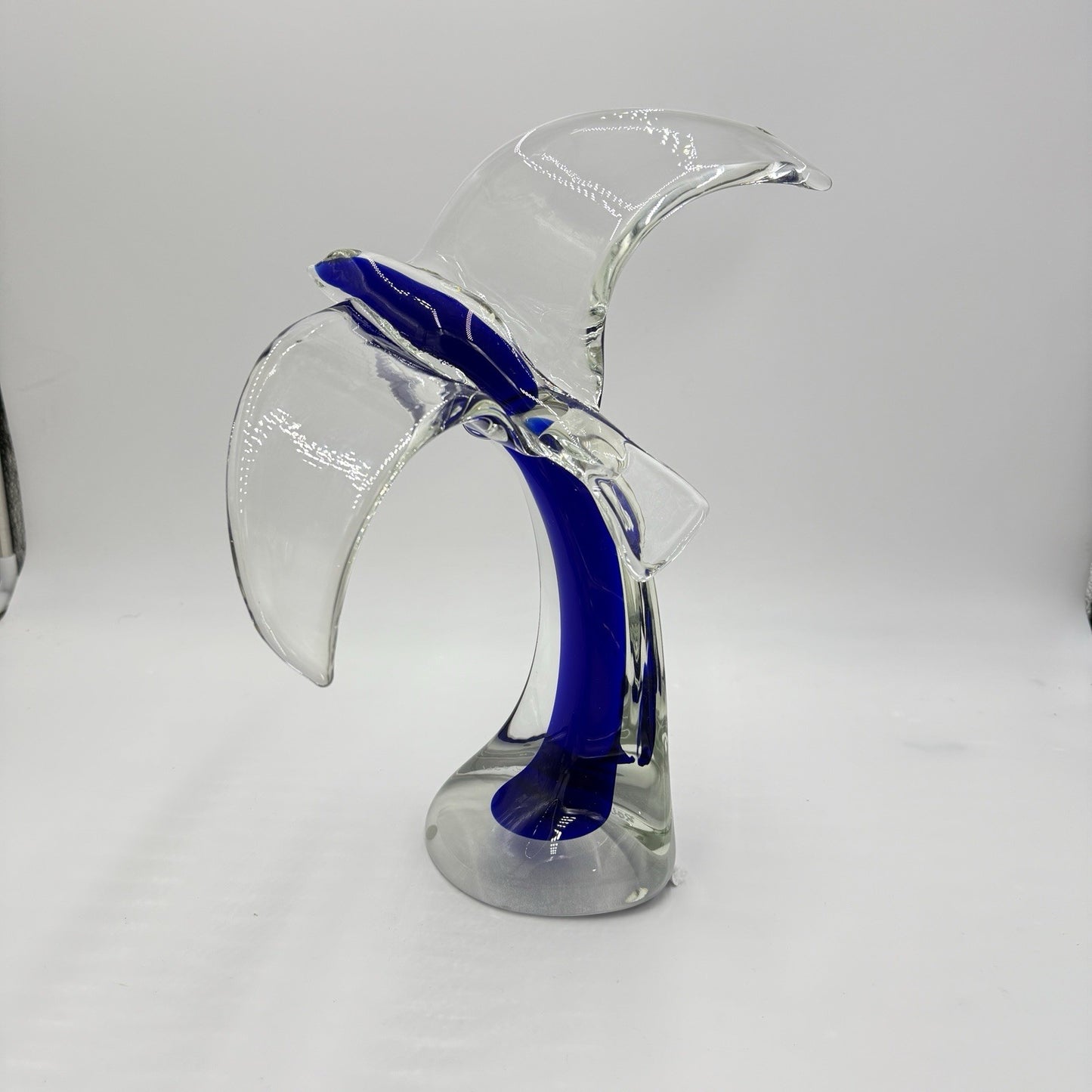 Vtg Murano Roberto Moretti Seagul Blue Cobalt Abstract Sculpture 13” Art Glass