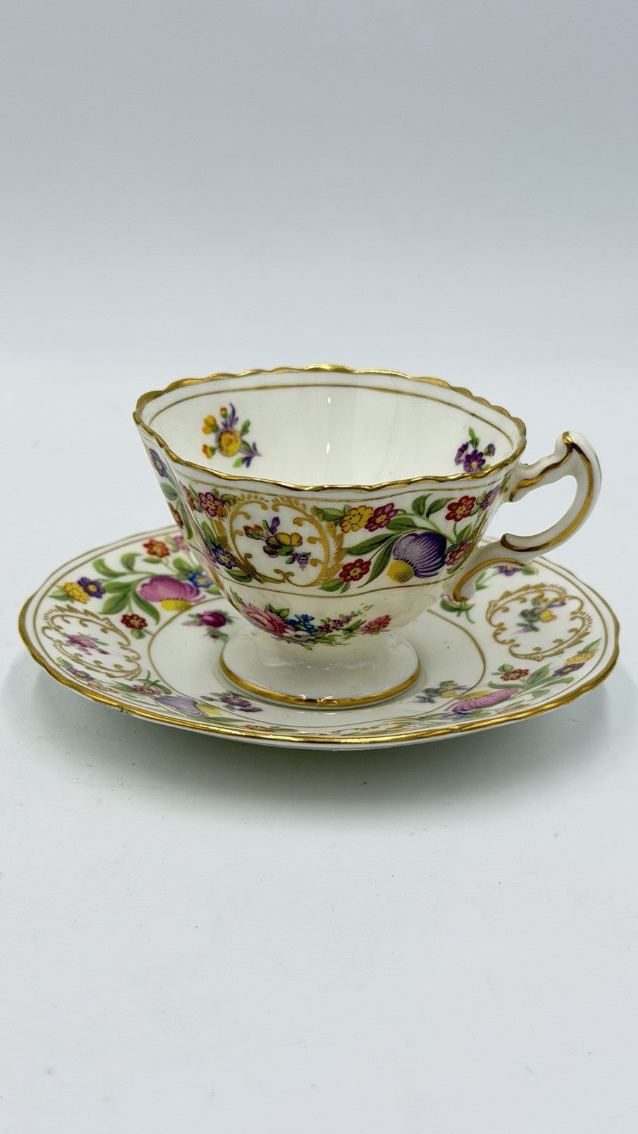 Vintage Hammersley Bone China Dresden Sprays Tea Cup And Saucer Set Pink Marking