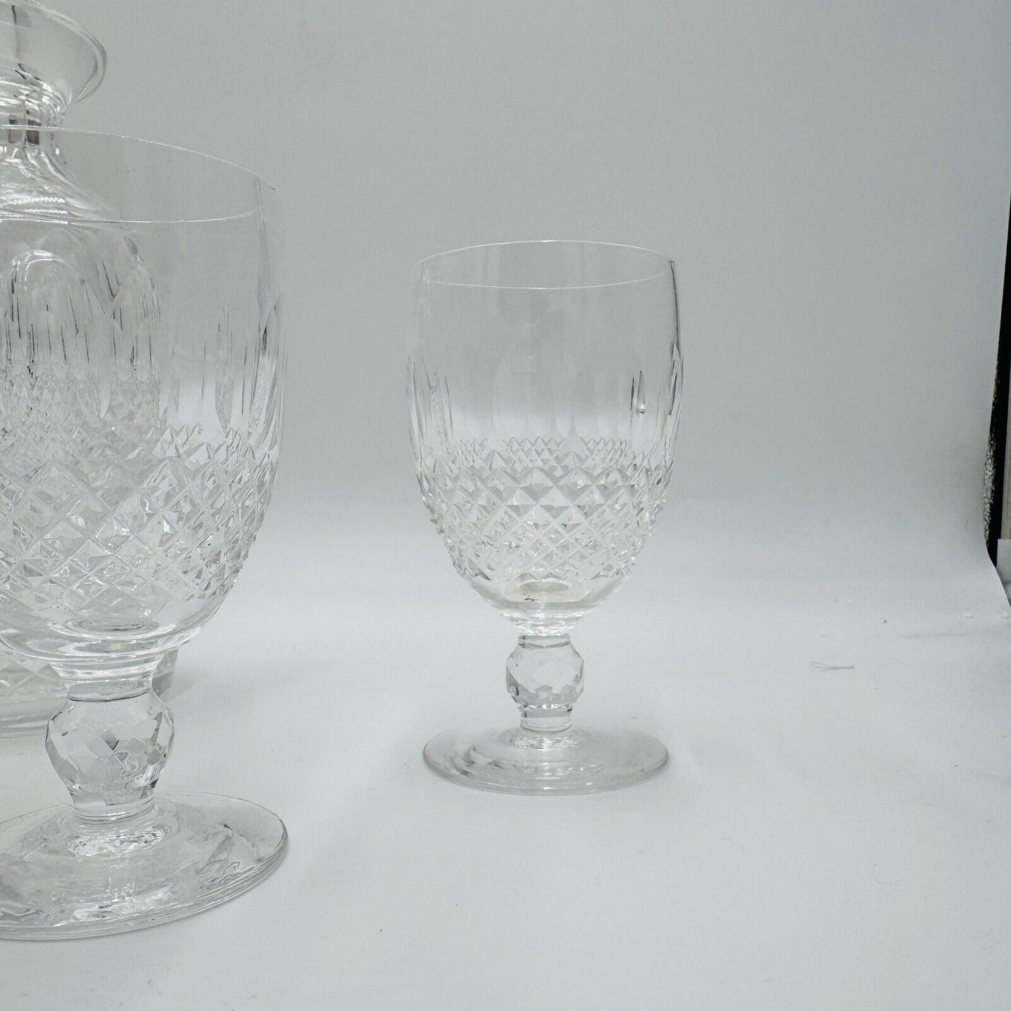 Waterford crystal colleen pattern decanter & 4 claret wine glasses Irish Clear