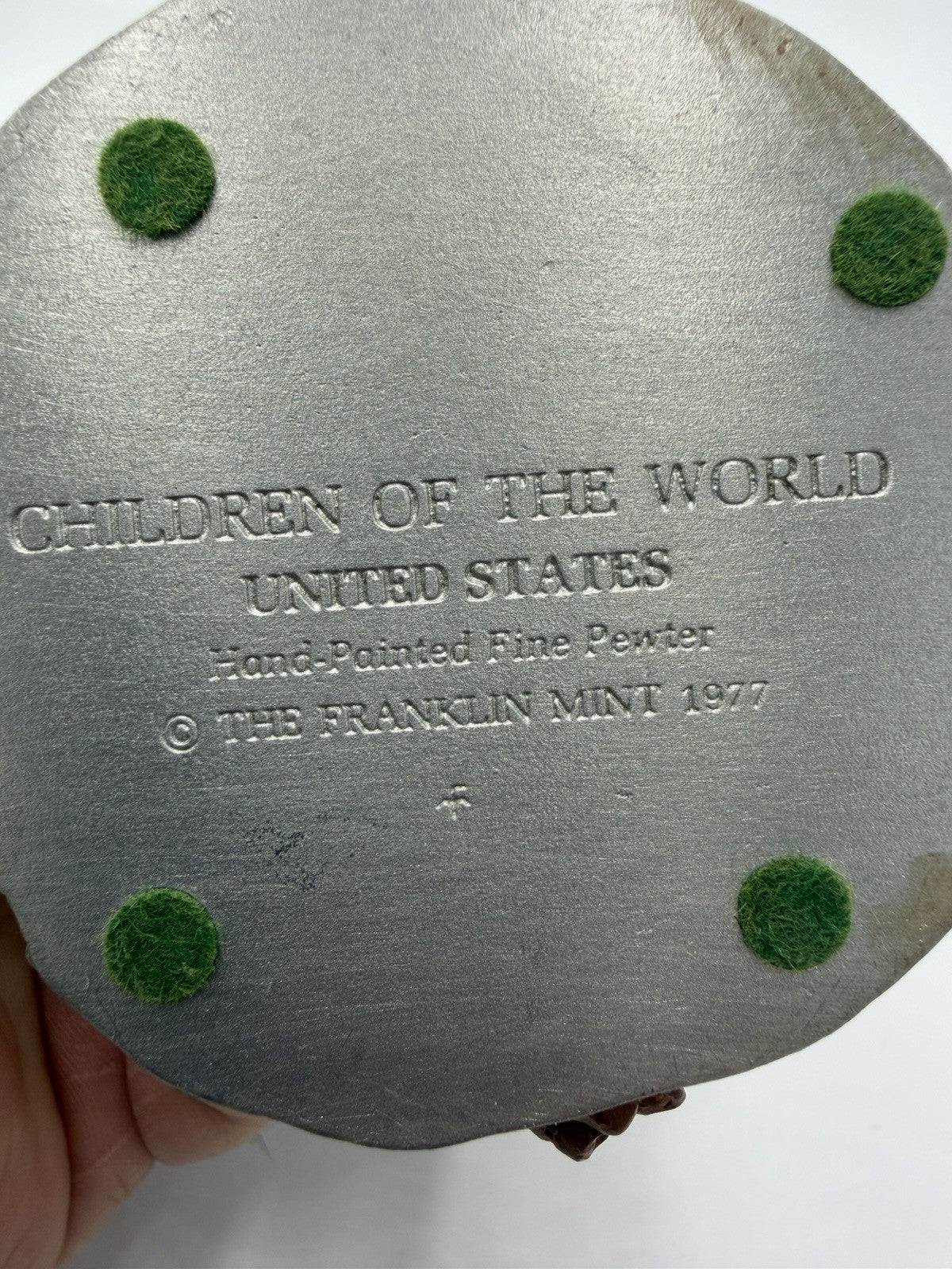 The Franklin Mint Children Of The World Fine Pewter USA Boy Painted Figurine