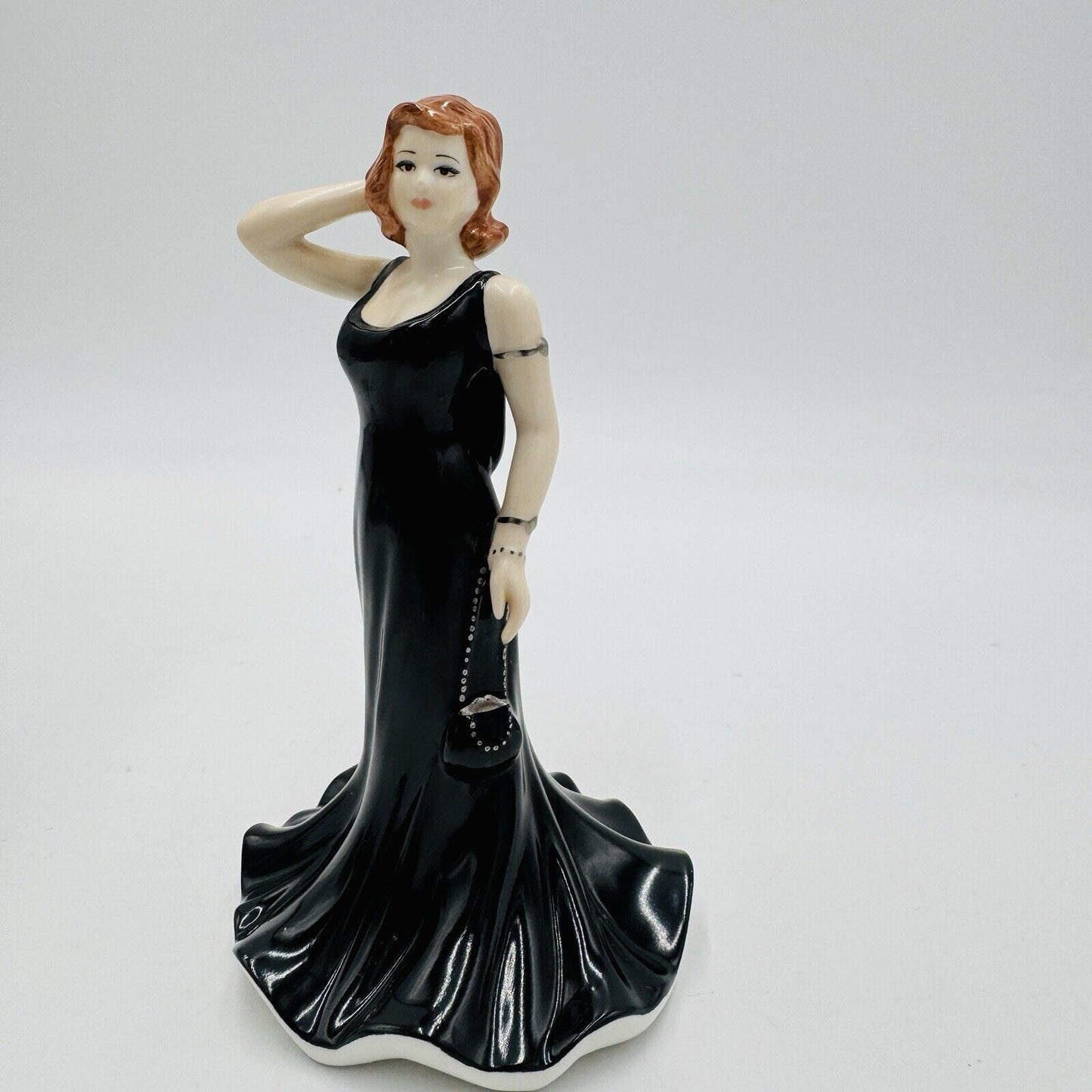 Coalport Bone China Heart To Heart Wishing You Luck Fashion Lady Figurine Black