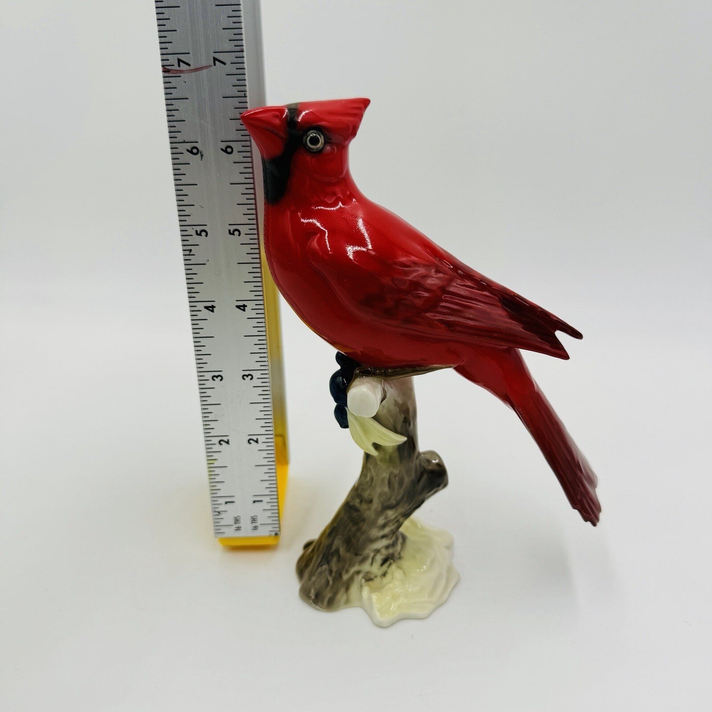 Hutschenreuther Kunstabteilung Cardinal Bird Figurine Porcelain Germany Red Vtg
