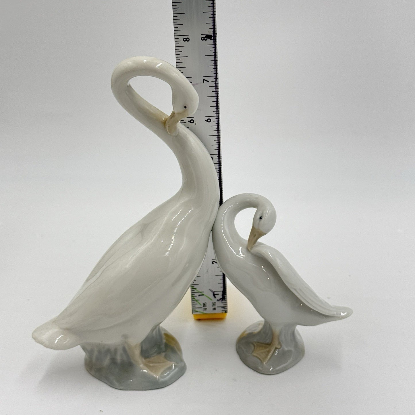 VTG NAO By Lladro Long Neck Swan Goose Duck Figurine Spain Porcelain Pair 8" 4"