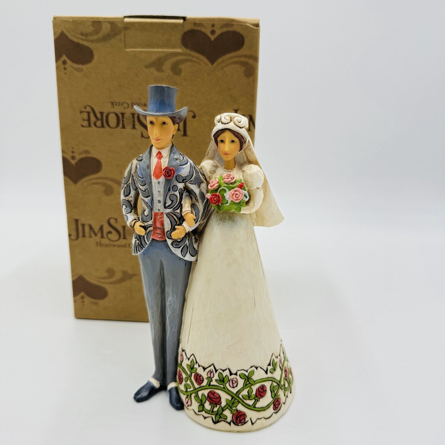 Jim Shore Heartwood Creek Bride and Groom Cake Topper 2006 Figurine 7in Boxed