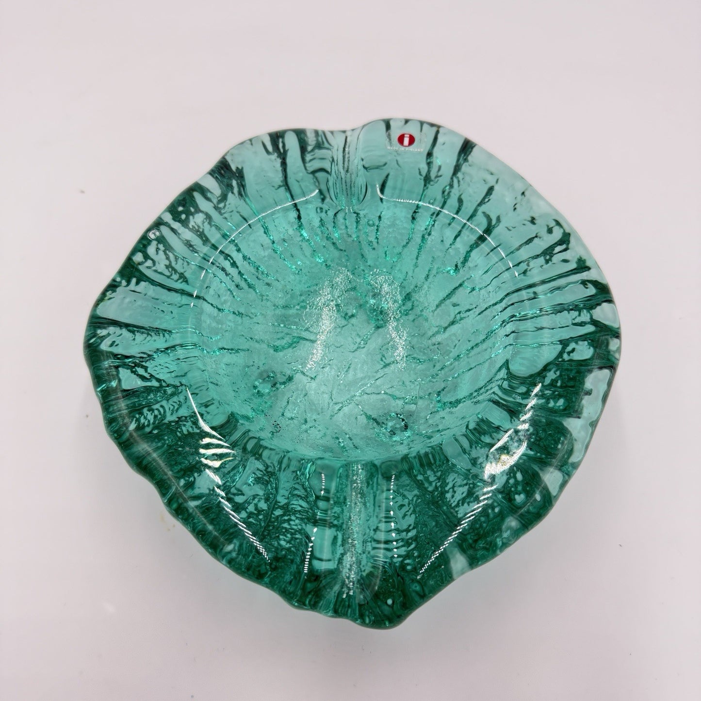 iittala Finland art glass green emerald ashtray footed bowl Rare 2” X 6.5”L X6”w