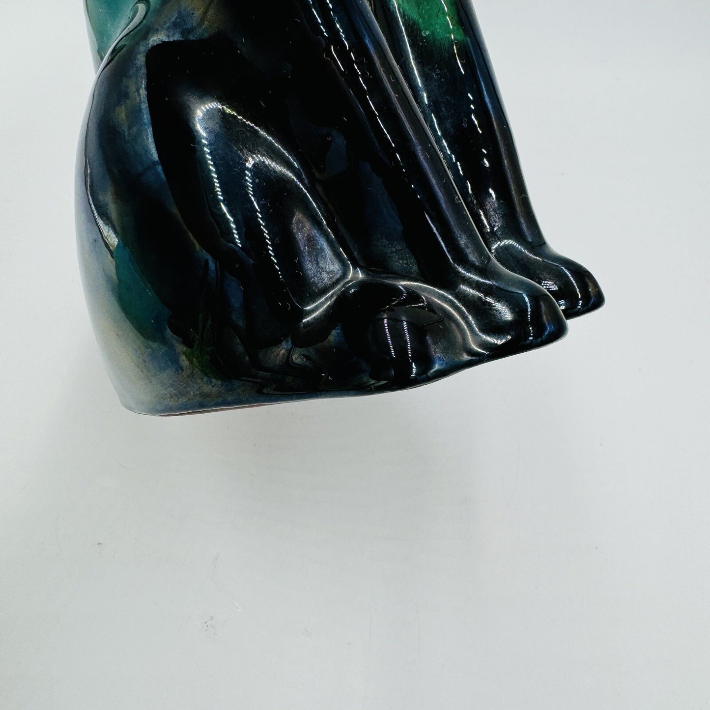 MCM Blue Mountain Canada Pottery 13 1/2in Tall Hound Dog Green Figurine