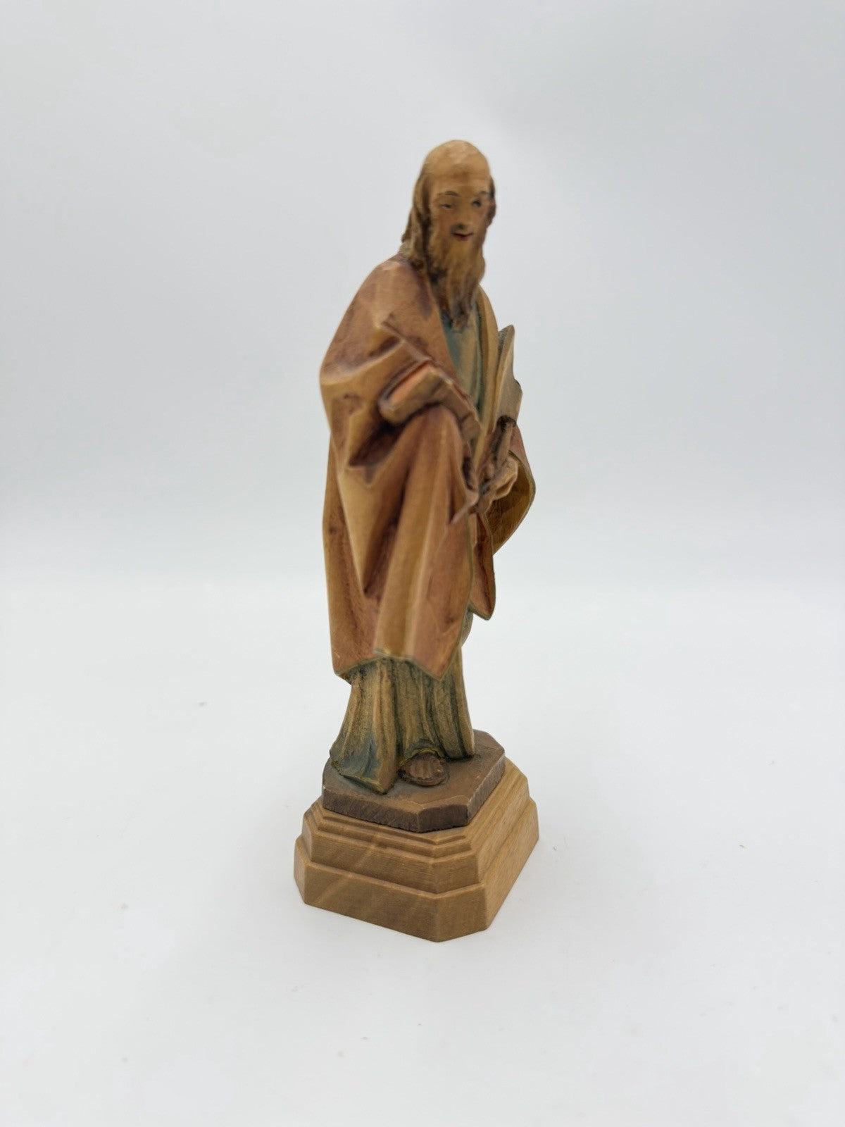 Rare Anri Italy Wood Carved St Matthew Apostle Folk Art Figurine 6.5”