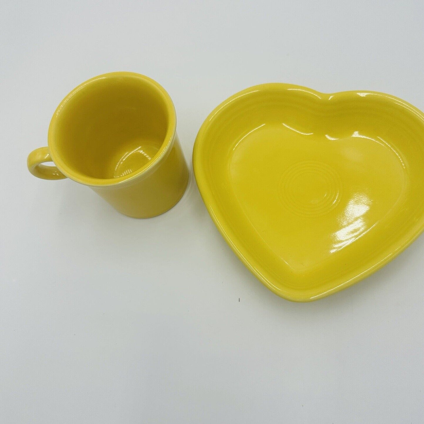 Fiestaware Coffee Mug Yellow Heart Shaped Ray & Yellow Serveware Vintage Dining