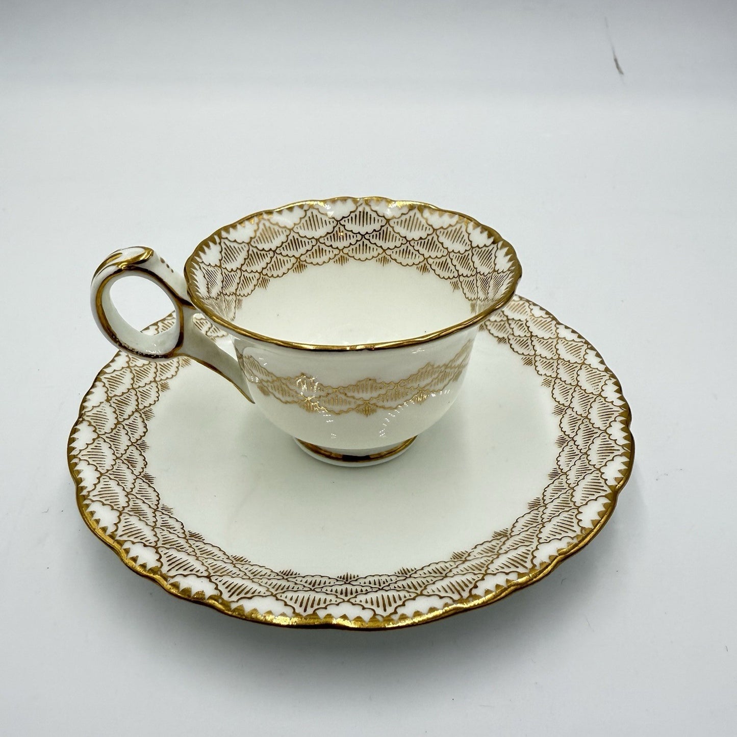 Cauldon England 1862-1904 Gold Westhead & Moore Tea Cup & Saucer #5804 Porcelai