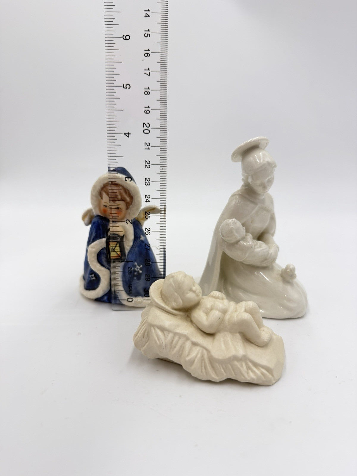 Vintage Goebel Germany Painted White Glossy Matte Mary & Jesus Angel Figurines