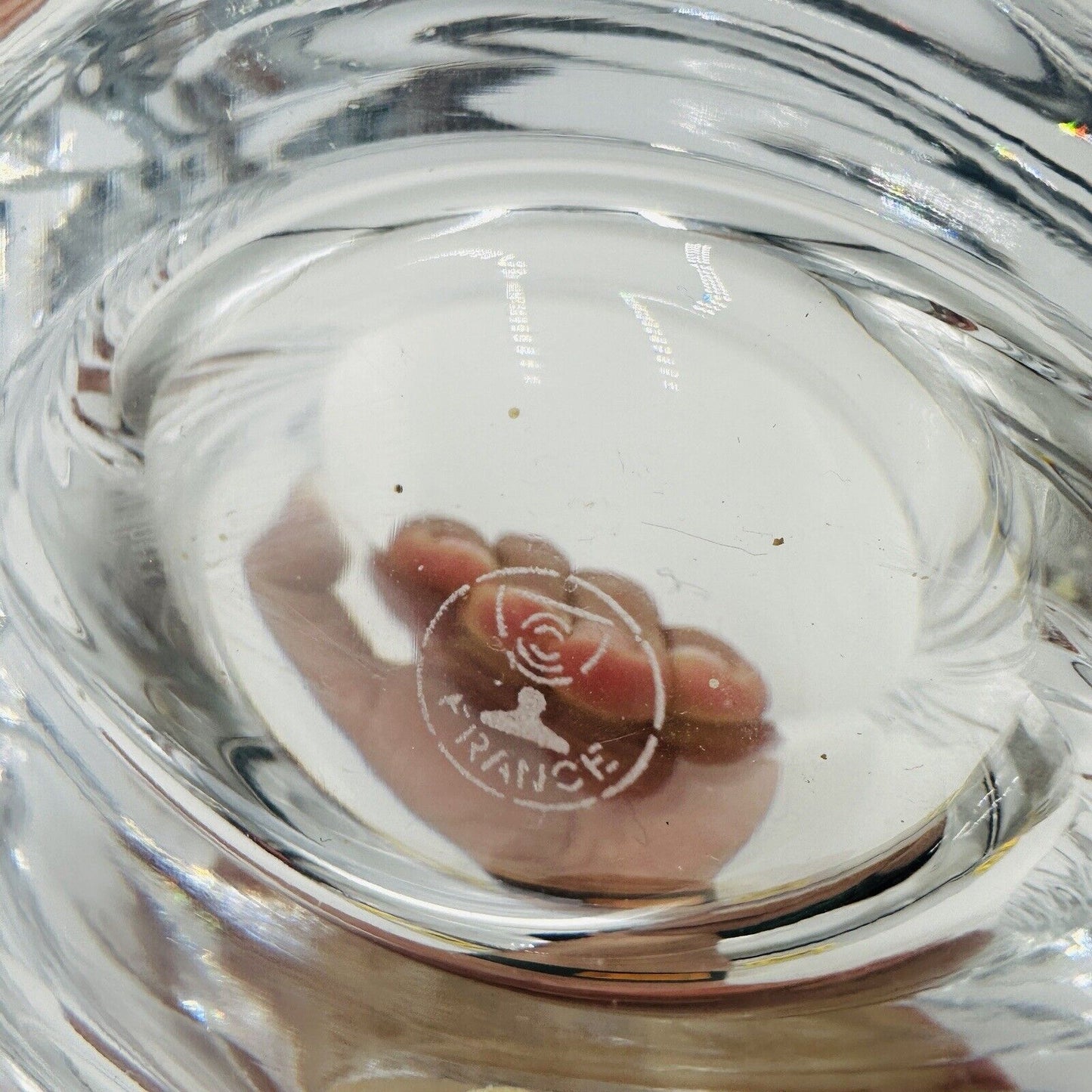 French Crystal Art Glass Twist Vase 6in H Marked Vintage Clear Decor Home MCM