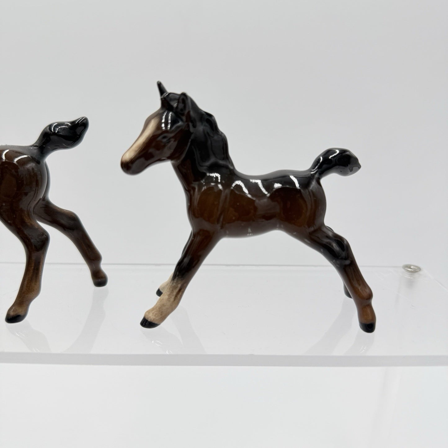 Vintage Beswick England Ceramic Glazed Painted Playful Foals Figurines Horses 3”