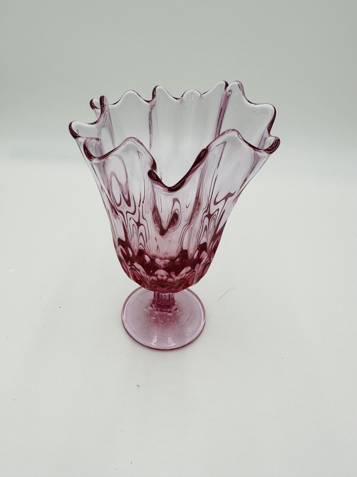 Fenton Vase Lily’s Of The Valley Art Glass Colonial Purplish Pink Standing Decor
