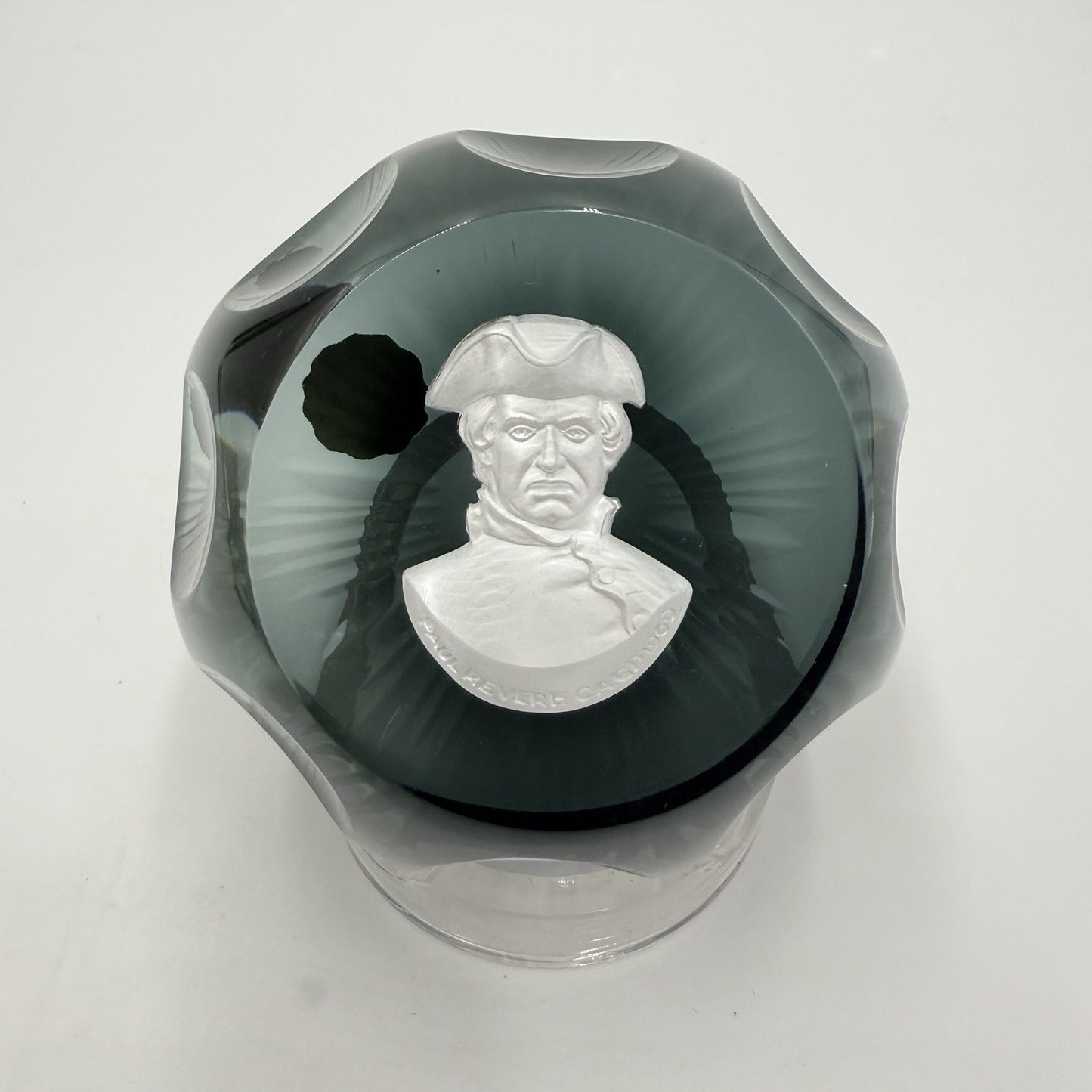 vintage CR. ALBRET France crystal PAUL REVERE paperweight Multifaceted Retro