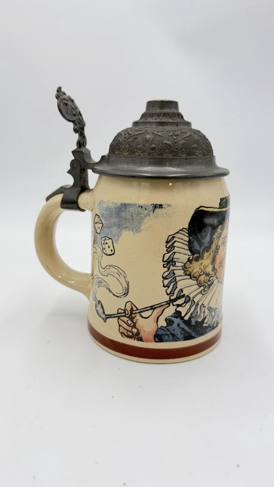 Antique Villeroy & Boch Mettlach Lidded German Beer Stein Heinrich Schlitt 1/2L