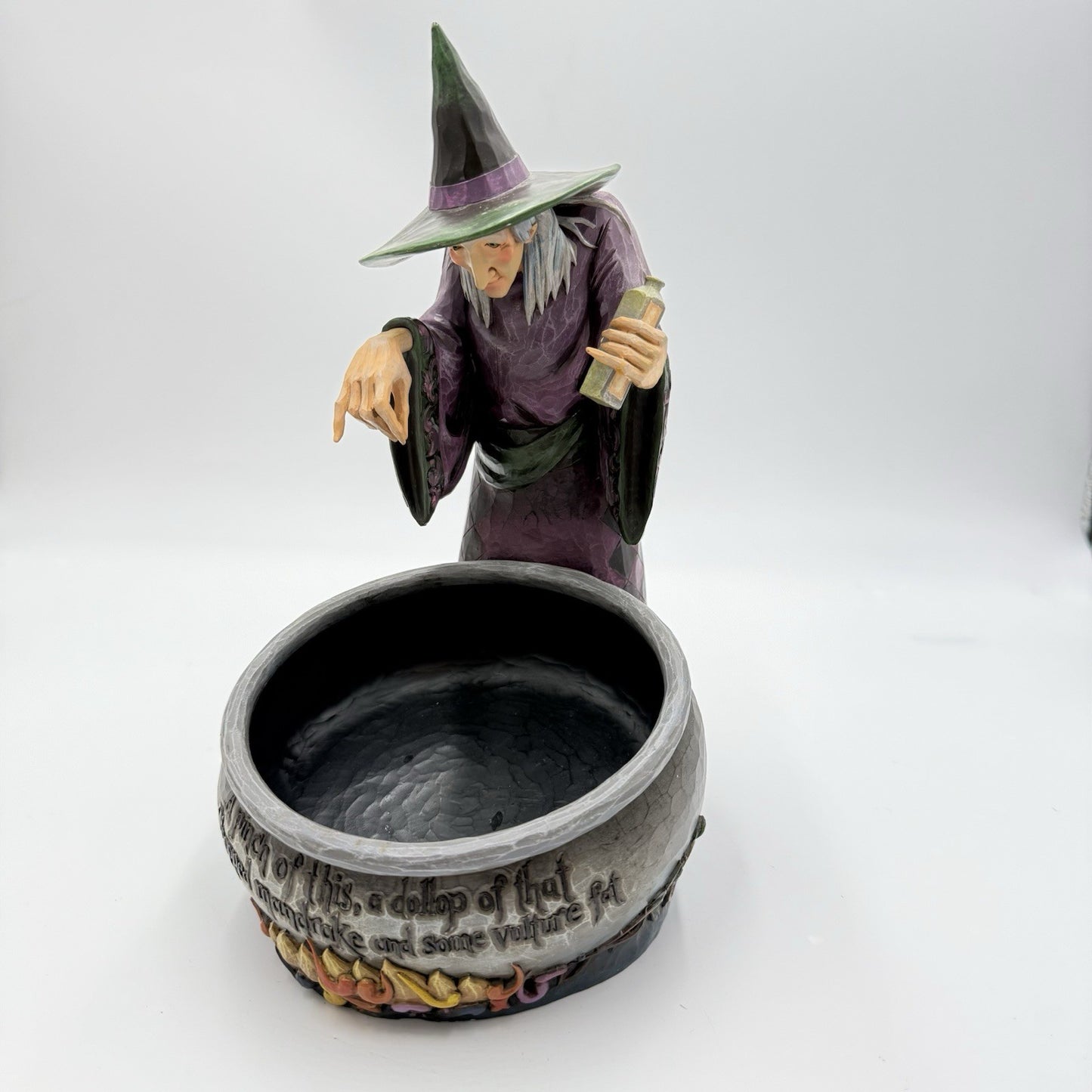 Jim Shore LARGE 11" Witch's Brew Witch with Cauldron Candy Dish 2009 Figurine