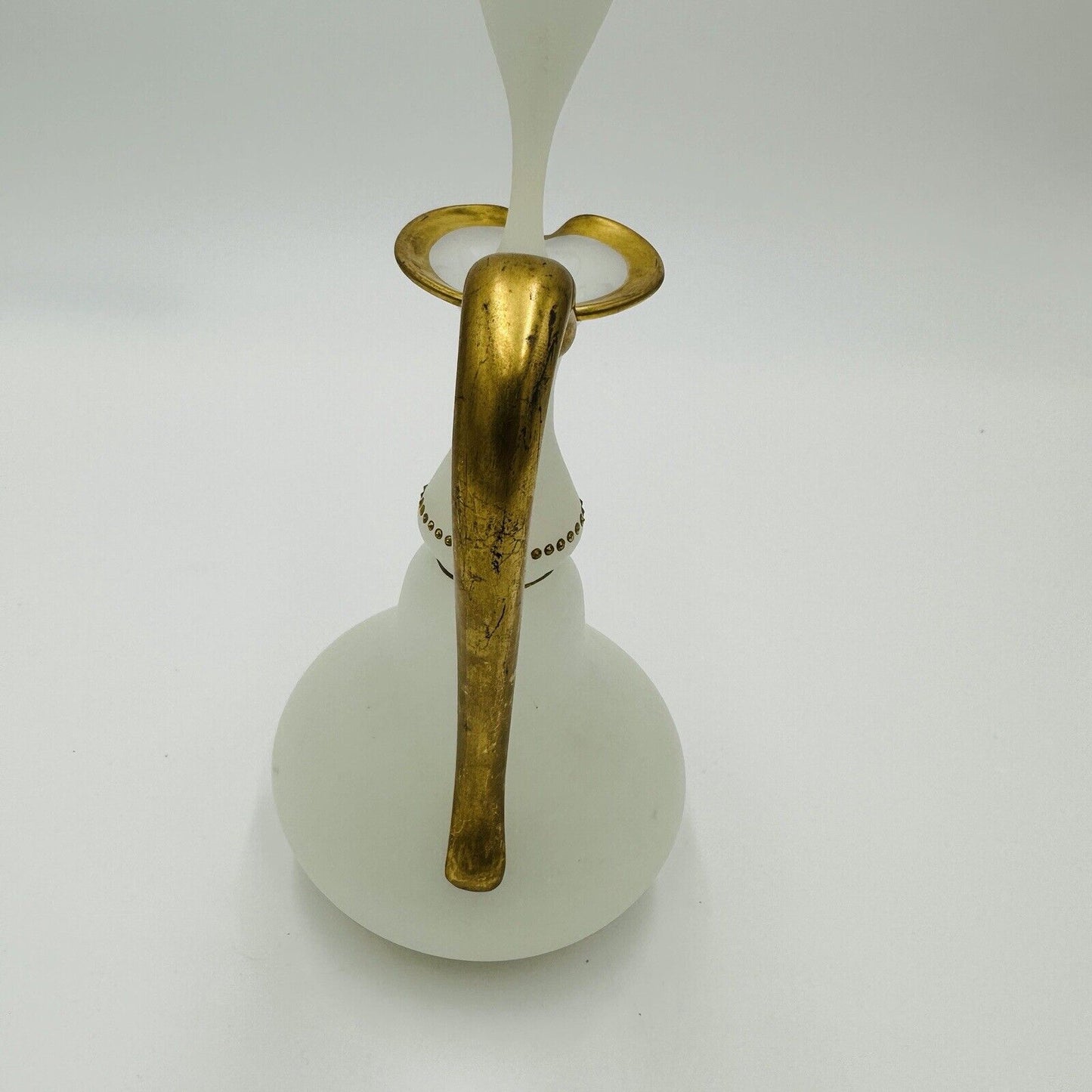 Glass Decanter Stopper Opaline White And Gold Trimmed Vintage Delicate Perfume