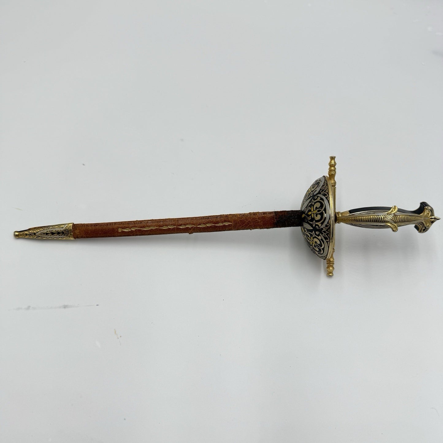 Vtg Spanish Toledo Steel Sword Sabre Letter Opener Paper Knife W/scabbard 12”