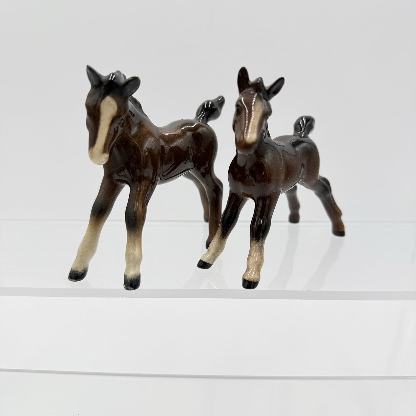 Vintage Beswick England Ceramic Glazed Painted Playful Foals Figurines Horses 3”