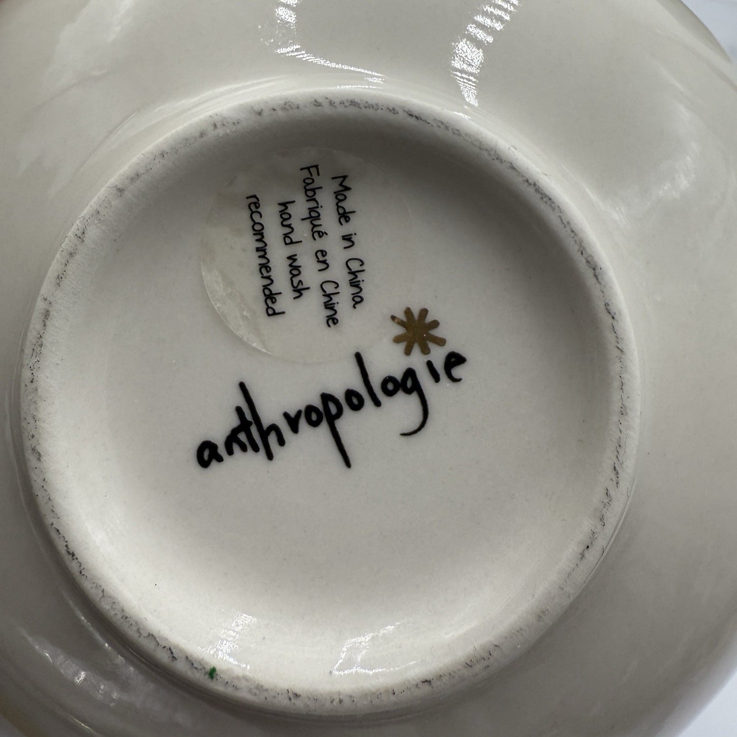 Anthropologie Night Sky Bowl Stoneware Blue Teal Drip Watercolor Gold Star Set 4