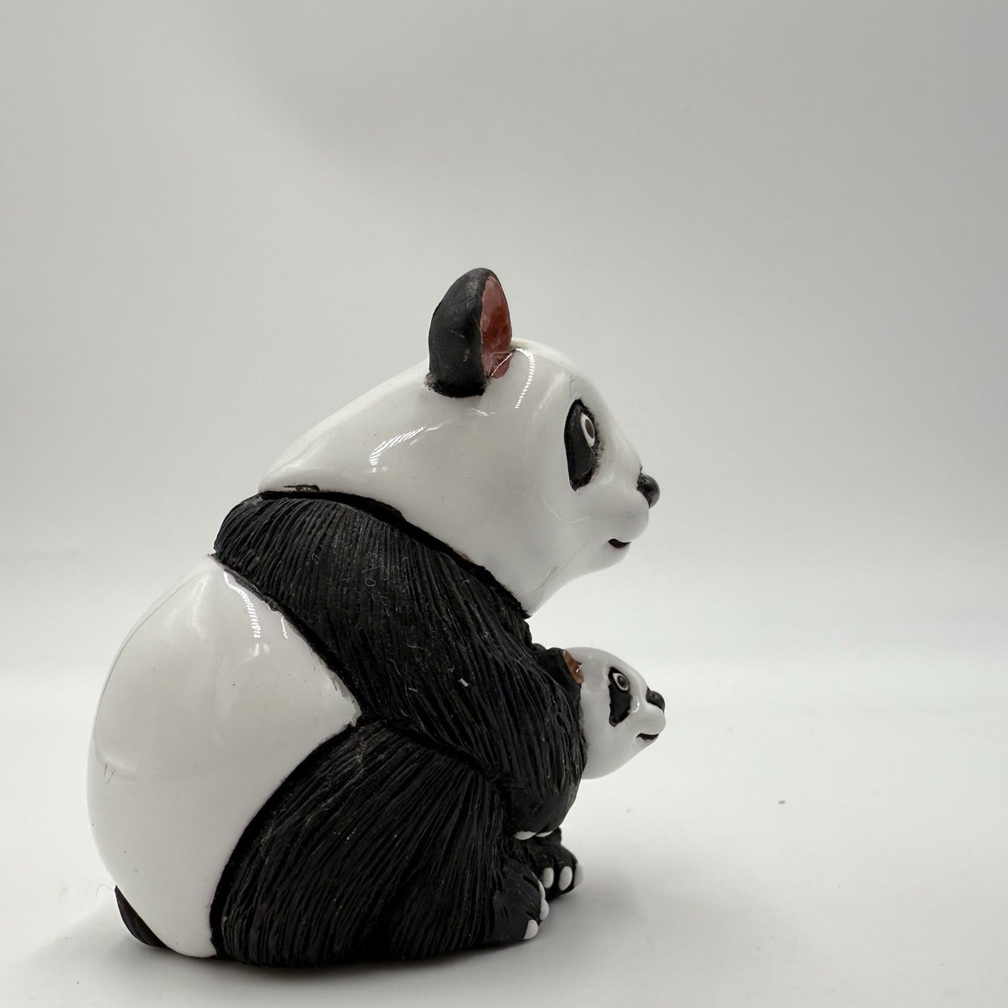 Vintage LEPS Peru Pottery Rinconada Panda Mama Bear & Cub Figurine