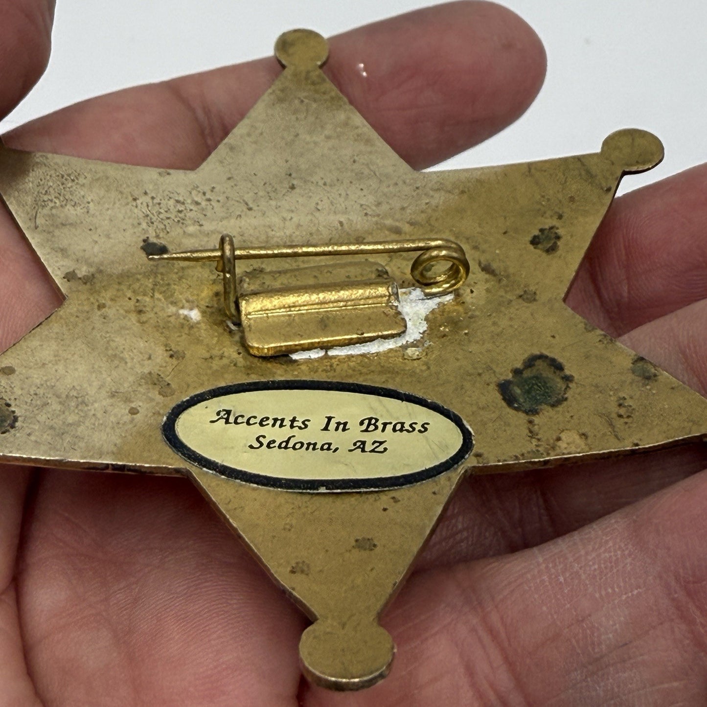 Vintage Solid Brass 3" United States Marshal's 6 Point Star Badge Sedona Az