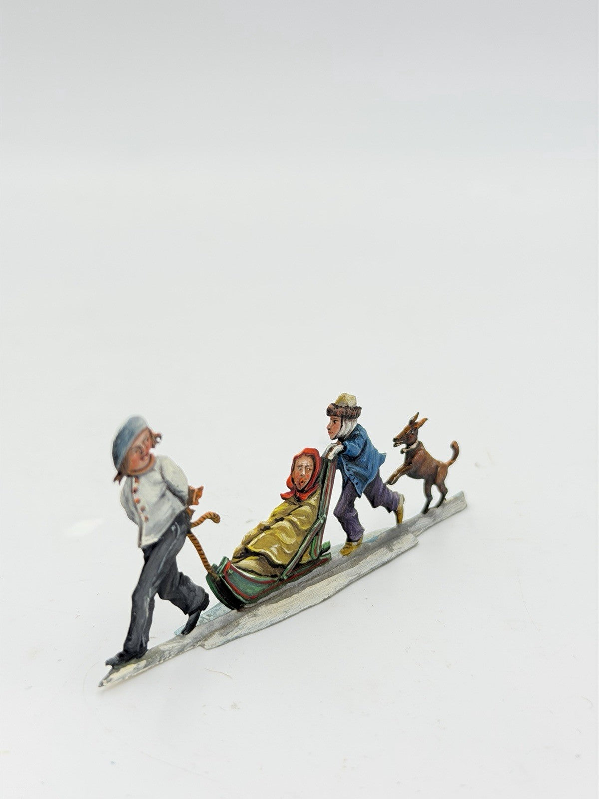 Rare Hans Heinricksen Germany Flat Lead Hand Painted Christmas Figurine 1”x 3”