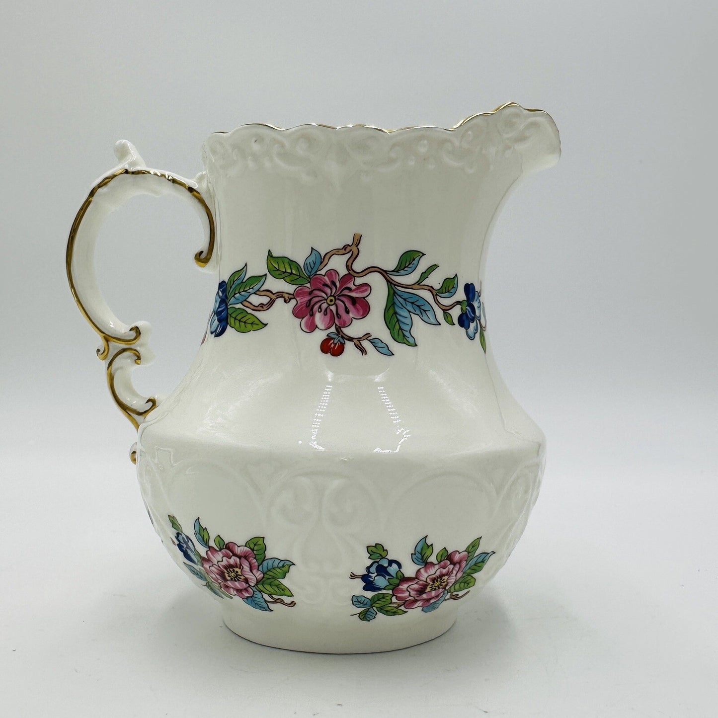 Aynsley Pitcher Porcelain Pembroke Floral 6in H 18th Century Design Large