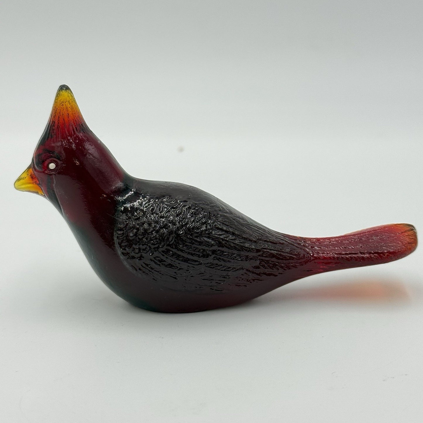 Vintage Fenton Ruby Red Art Glass Cardinal Bird Figurine Paperweight 1990’s