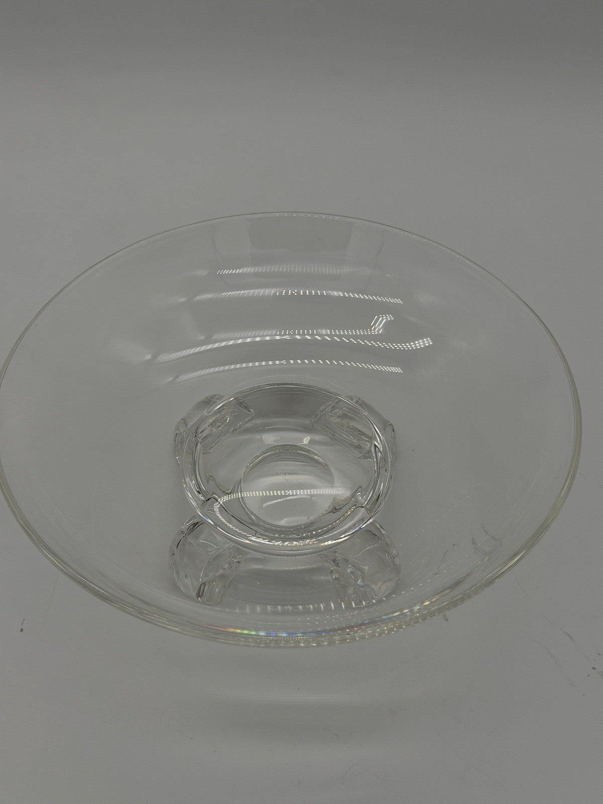 Vintage Steuben John Dreves Designed 7.5” Scroll Footed Glass Bowl Signed