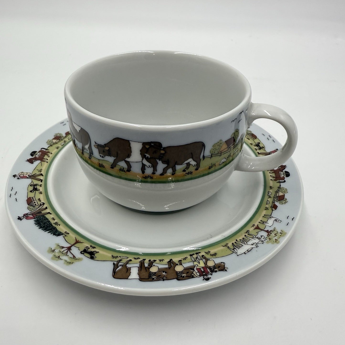 Rare Vintage Suisse Langenthal Alpage Pattern Cup And Saucer Porcelain Set